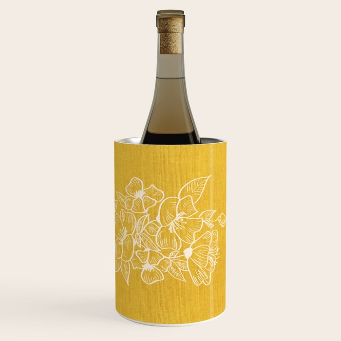 Scandinavian Brushed Gold Floral Ornament | Tropical Line Art Wine Chiller Gallery Image 3