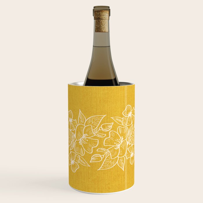 Scandinavian Brushed Gold Floral Ornament | Tropical Line Art Wine Chiller Gallery Image 1
