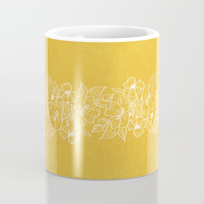 Scandinavian Brushed Gold Floral Ornament | Tropical Line Art Coffee Mug Gallery Image 4