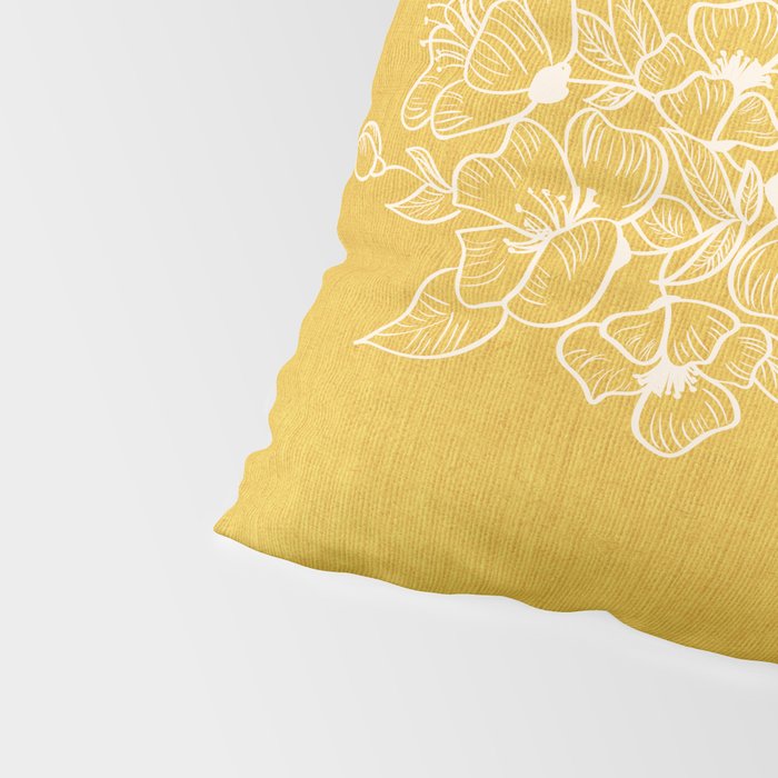 Scandinavian Brushed Gold Floral Ornament | Tropical Line Art Pillow Sham Gallery Image 4