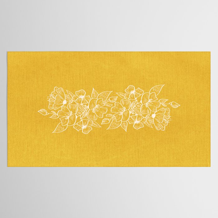 Scandinavian Brushed Gold Floral Ornament | Tropical Line Art Tablecloth Gallery Image 2