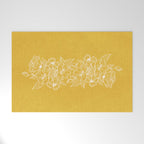 Scandinavian Brushed Gold Floral Ornament | Tropical Line Art Welcome Mat Gallery Image 1