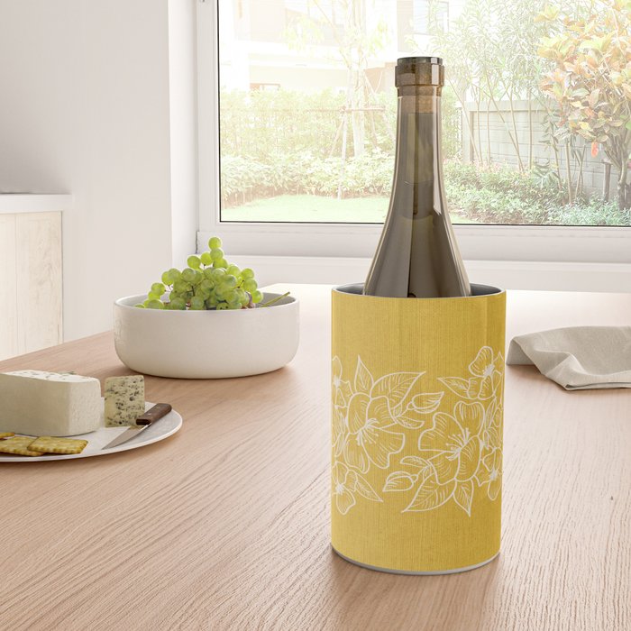Scandinavian Brushed Gold Floral Ornament | Tropical Line Art Wine Chiller Gallery Image 4