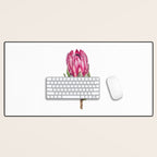 Protea flower painted in watercolor Desk Mat Gallery Image 1