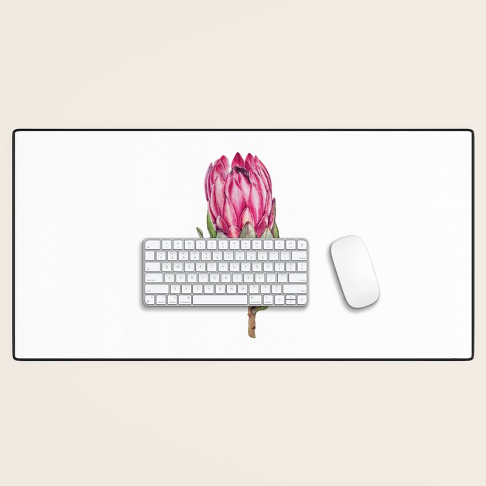 Protea flower painted in watercolor Desk Mat Gallery Image 1