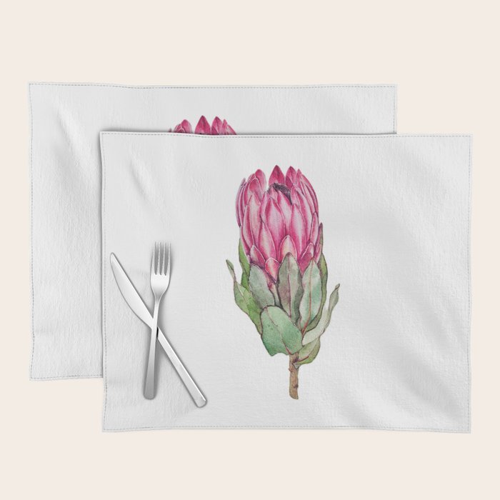 Protea flower painted in watercolor Placemat Gallery Image 1