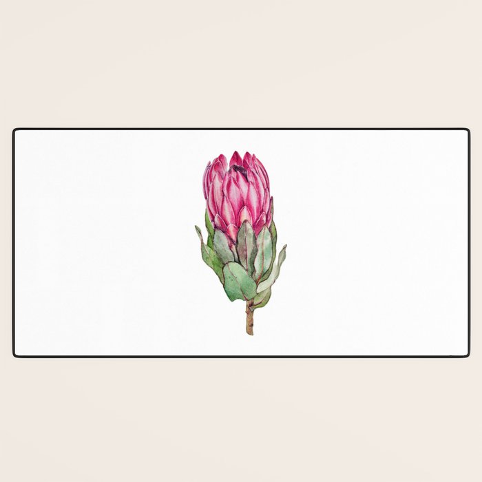 Protea flower painted in watercolor Desk Mat Gallery Image 3