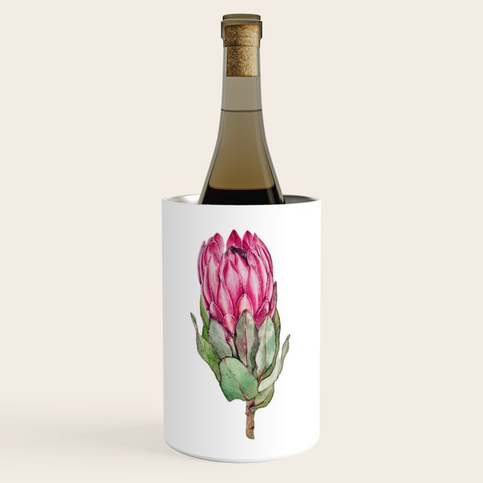 Protea flower painted in watercolor Wine Chiller Gallery Image 1