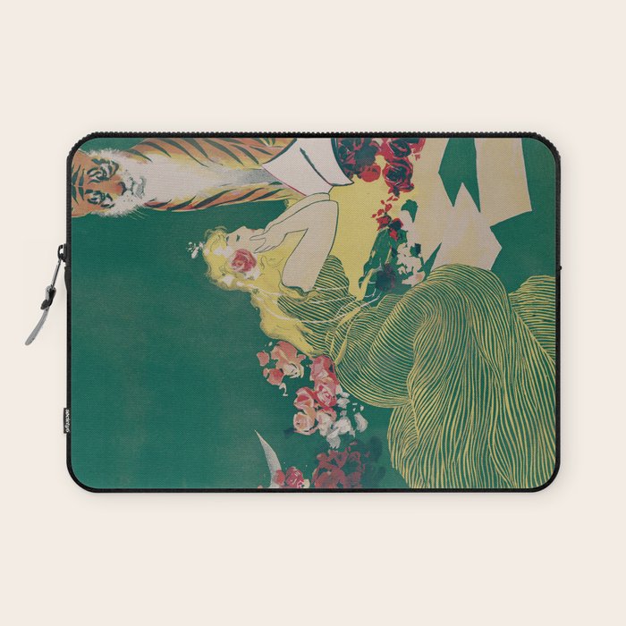 Fantasy Art Deco Woman With Pet Tiger Self culture (edited) - The Werner Company - 1890-1900 Laptop Sleeve Gallery Image 1