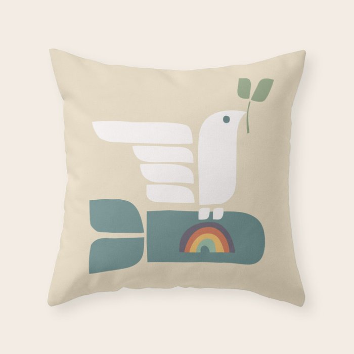 Peace dove and rainbow bomb Throw Pillow Gallery Image 6