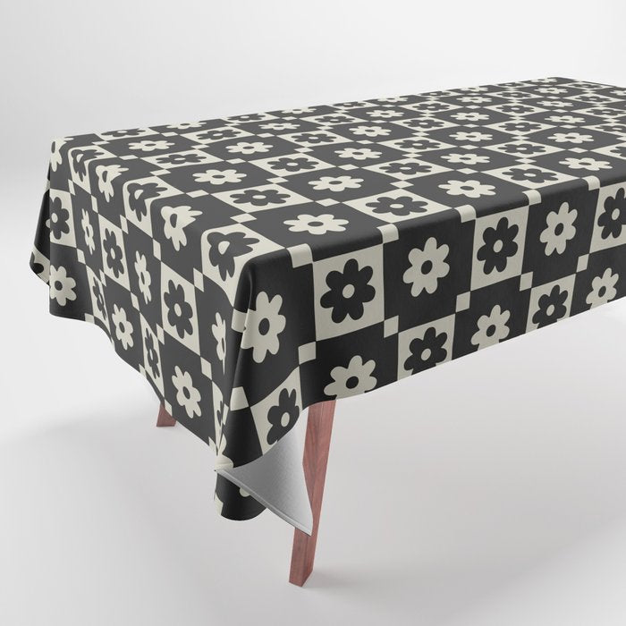 Checkered Daisy - Black ink Tablecloth Gallery Image 1