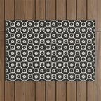 Checkered Daisy - Black ink Outdoor Rug Gallery Image 1