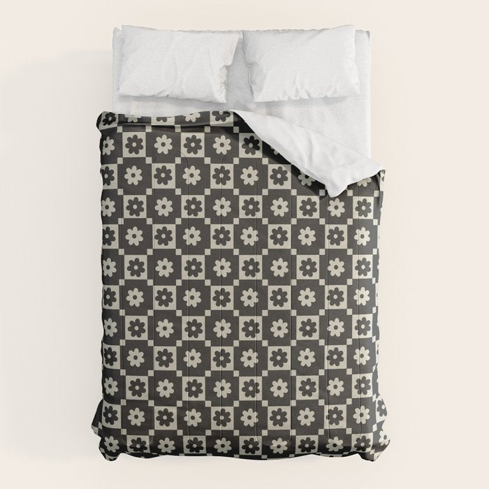 Checkered Daisy - Black ink Comforter Gallery Image 6