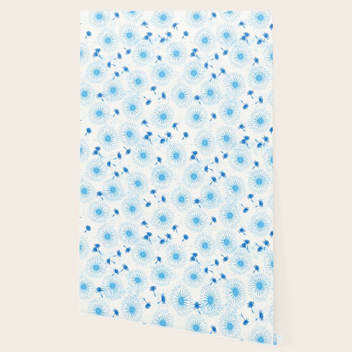 Make A Wish Dandelion Pattern in Sky Blue & Off White Wallpaper Gallery Image 2