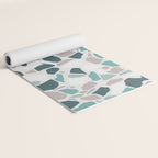 Festive, Terrazzo Mosaic Pattern, Teal, Green, Sage, Dusky Pink Yoga Mat Gallery Image 2