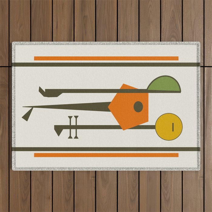 Mid-Century Modern Art Musical Strings Outdoor Rug Gallery Image 1