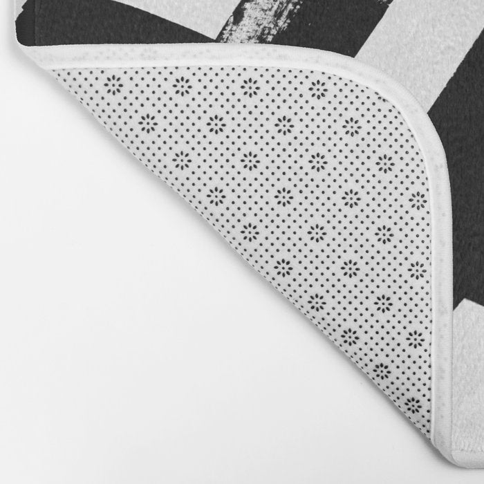 X Black & White Minimalist Abstract Mid century Ink Art Dark Brush Strokes Bath Mat Gallery Image 2