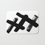 X Black & White Minimalist Abstract Mid century Ink Art Dark Brush Strokes Bath Mat Gallery Image 1