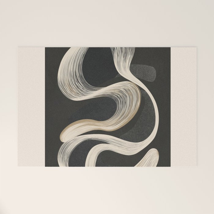 Monochrome Flow - Abstract Line Movement Welcome Mat Gallery Image 1