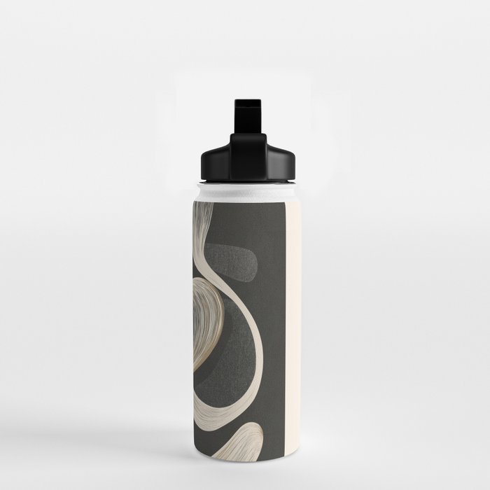Monochrome Flow - Abstract Line Movement Water Bottle Gallery Image 2