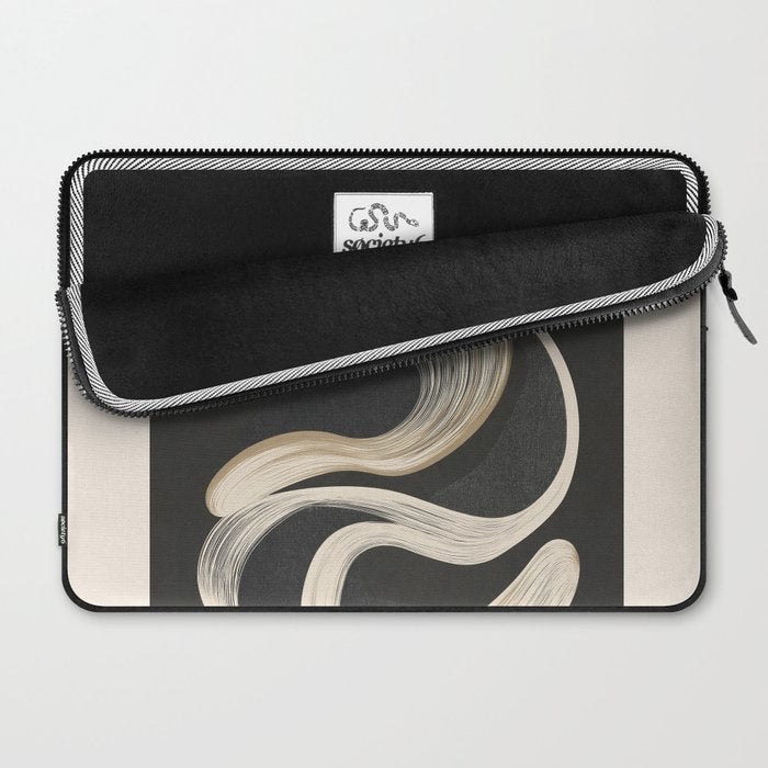 Monochrome Flow - Abstract Line Movement Laptop Sleeve Gallery Image 2