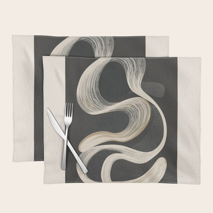 Monochrome Flow - Abstract Line Movement Placemat Gallery Image 1