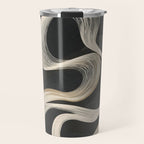 Monochrome Flow - Abstract Line Movement Travel Mug Gallery Image 1