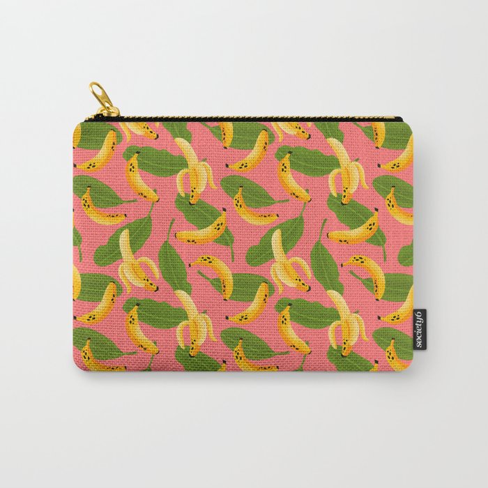 Banana Pattern on Pink Carry All Pouch Gallery Image 1