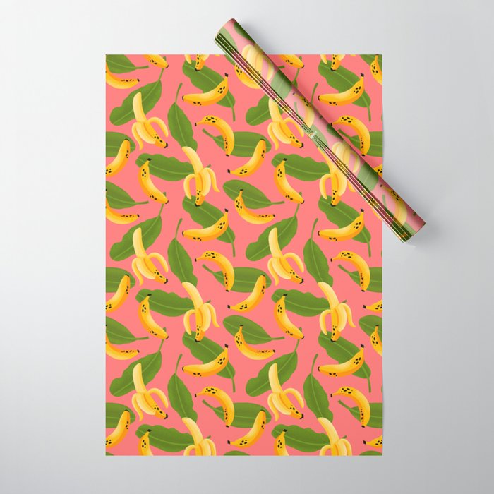 Banana Pattern on Pink Wrapping Paper Gallery Image 1