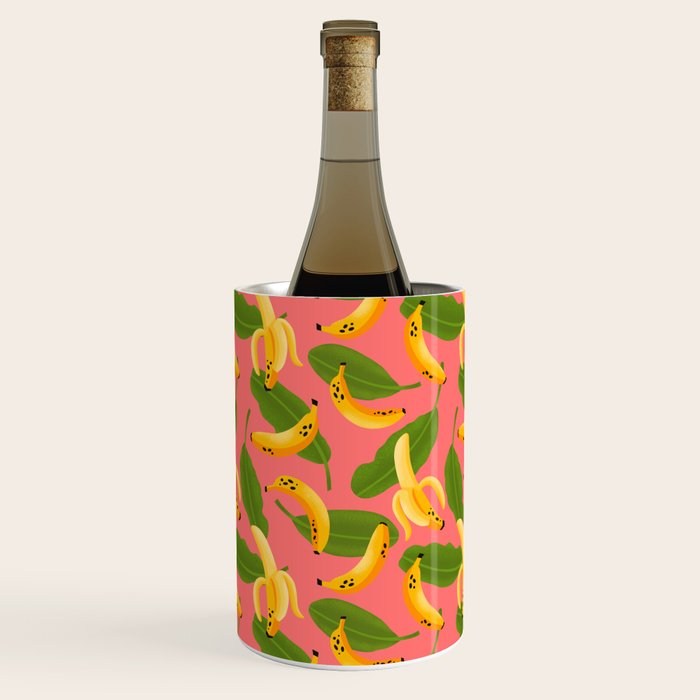 Banana Pattern on Pink Wine Chiller Gallery Image 1