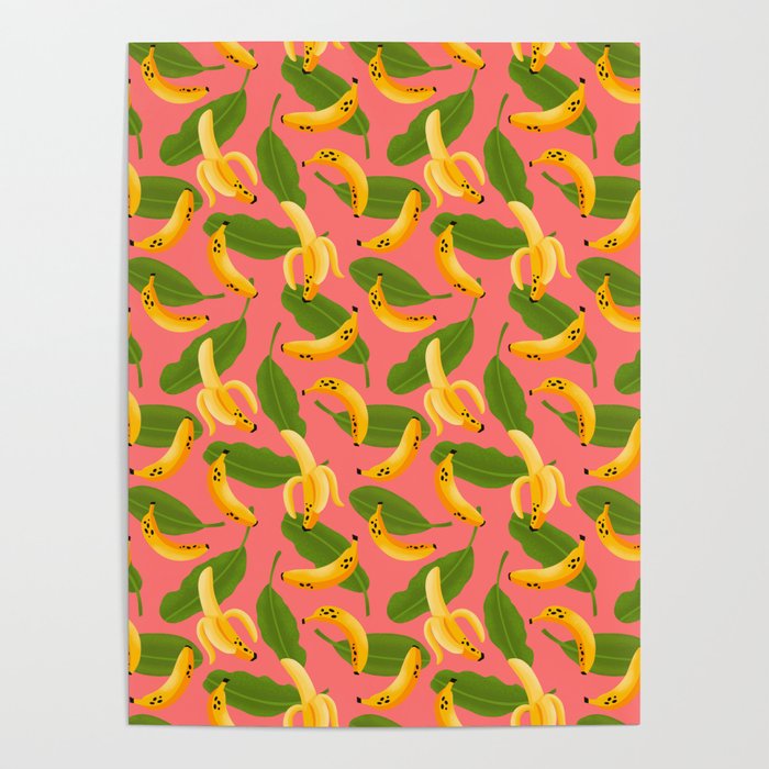 Banana Pattern on Pink Poster Gallery Image 4