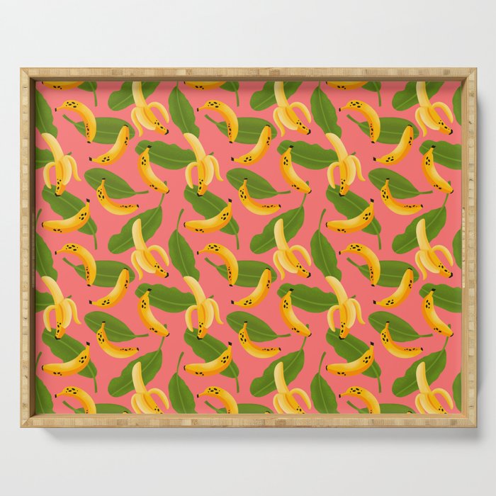 Banana Pattern on Pink Serving Tray Gallery Image 1