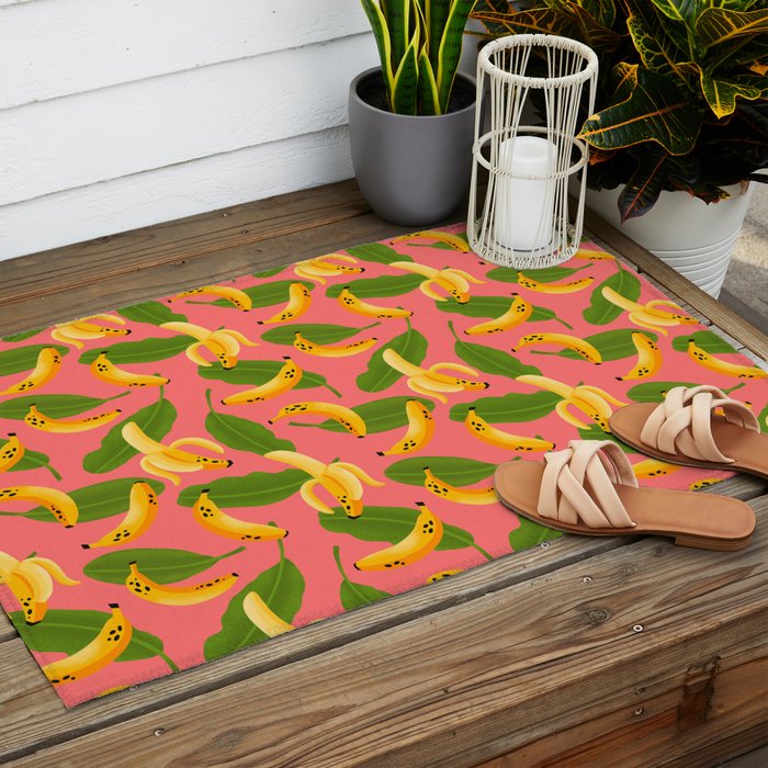 Banana Pattern on Pink Outdoor Rug Gallery Image 2