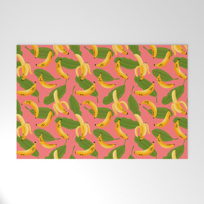 Banana Pattern on Pink Welcome Mat Gallery Image 1