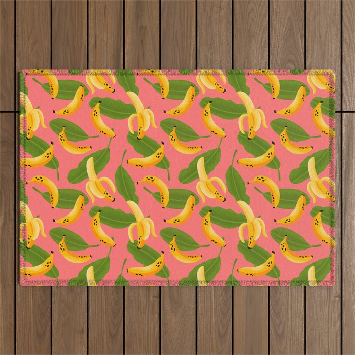 Banana Pattern on Pink Outdoor Rug Gallery Image 1