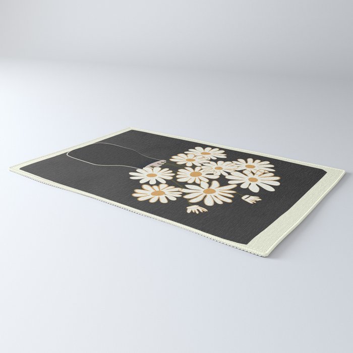 White Daisy Bouquets in Vase 4 Rug Gallery Image 3