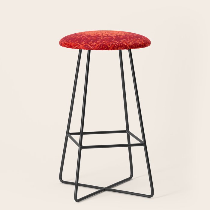 Orange Boho Oriental Traditional Antique Moroccan Style Stool Gallery Image 1