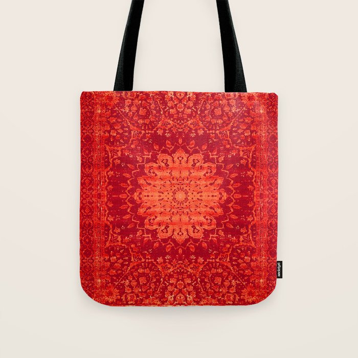 Orange Boho Oriental Traditional Antique Moroccan Style Tote Bag Gallery Image 1