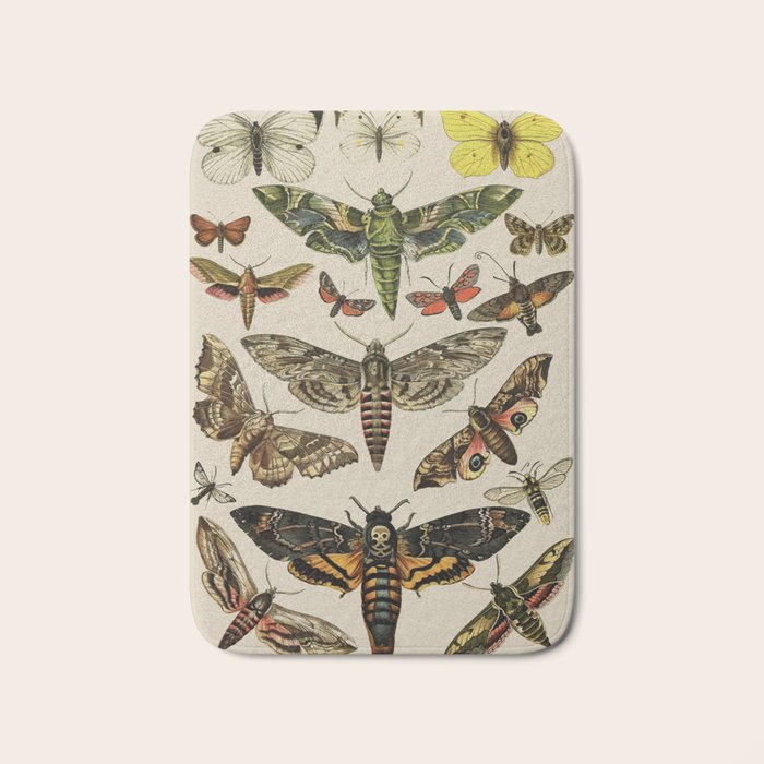 Vintage Scientific Moth Chart Bath Mat Gallery Image 1