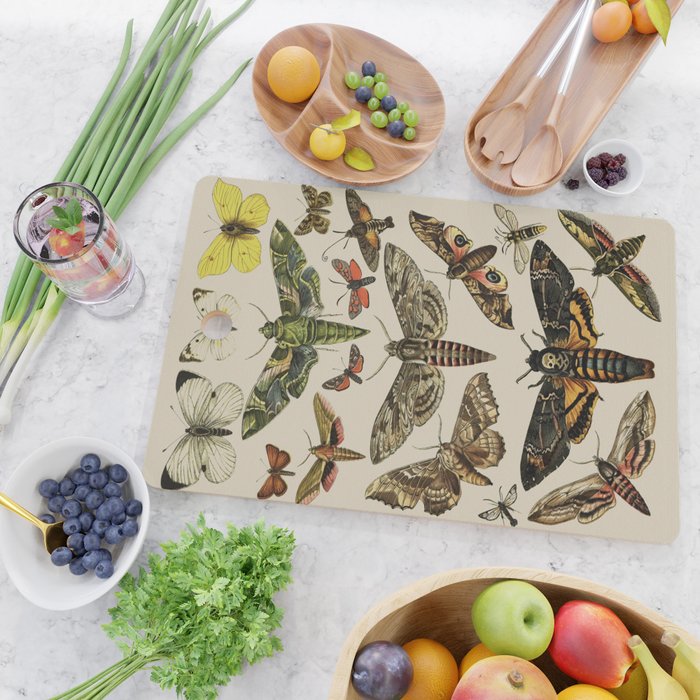 Vintage Scientific Moth Chart Cutting Board Gallery Image 2
