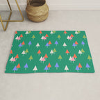 Minimalist Festive Trees on Green - Modern Holiday Pattern Rug Gallery Image 1