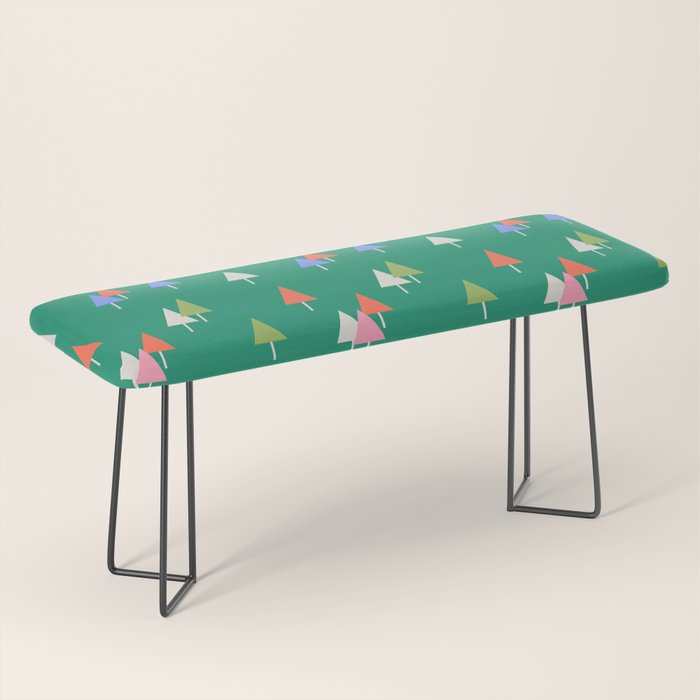 Minimalist Festive Trees on Green - Modern Holiday Pattern Bench Gallery Image 1