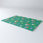 Minimalist Festive Trees on Green - Modern Holiday Pattern Rug Gallery Image 3