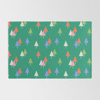 Minimalist Festive Trees on Green - Modern Holiday Pattern Rug Gallery Image 2
