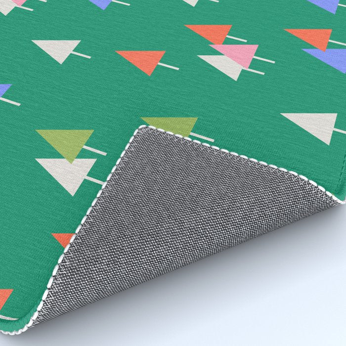Minimalist Festive Trees on Green - Modern Holiday Pattern Rug Gallery Image 4