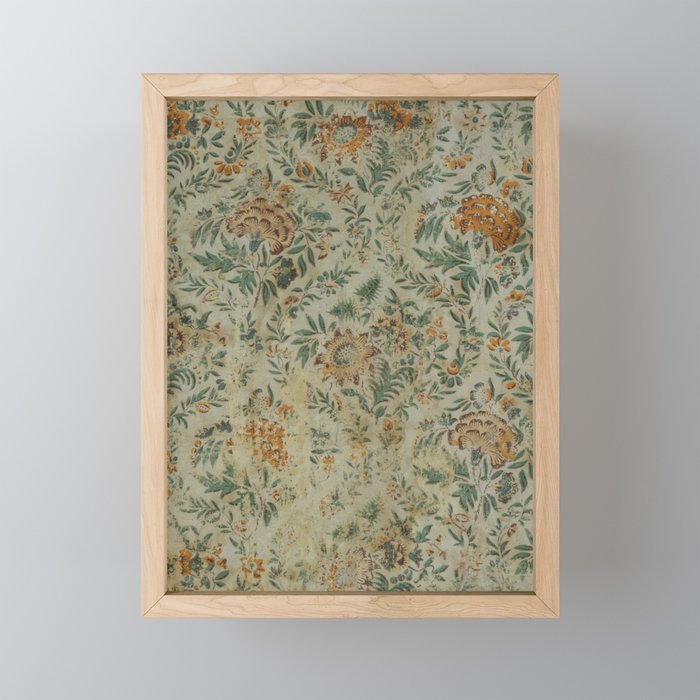 Distressed Antique Floral Chintz Pattern Mini Art Print Gallery Image 1
