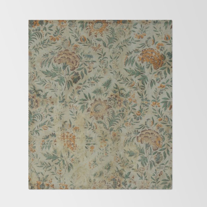 Distressed Antique Floral Chintz Pattern Throw Blanket Gallery Image 2