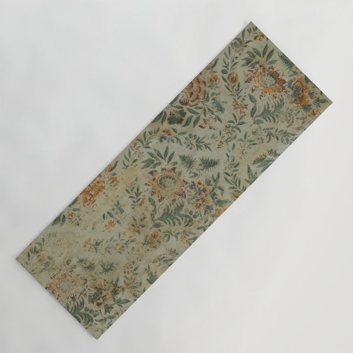 Distressed Antique Floral Chintz Pattern Yoga Mat Gallery Image 1