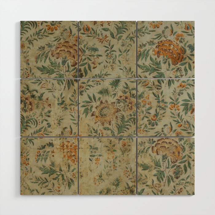 Distressed Antique Floral Chintz Pattern Wood Wall Art Gallery Image 1