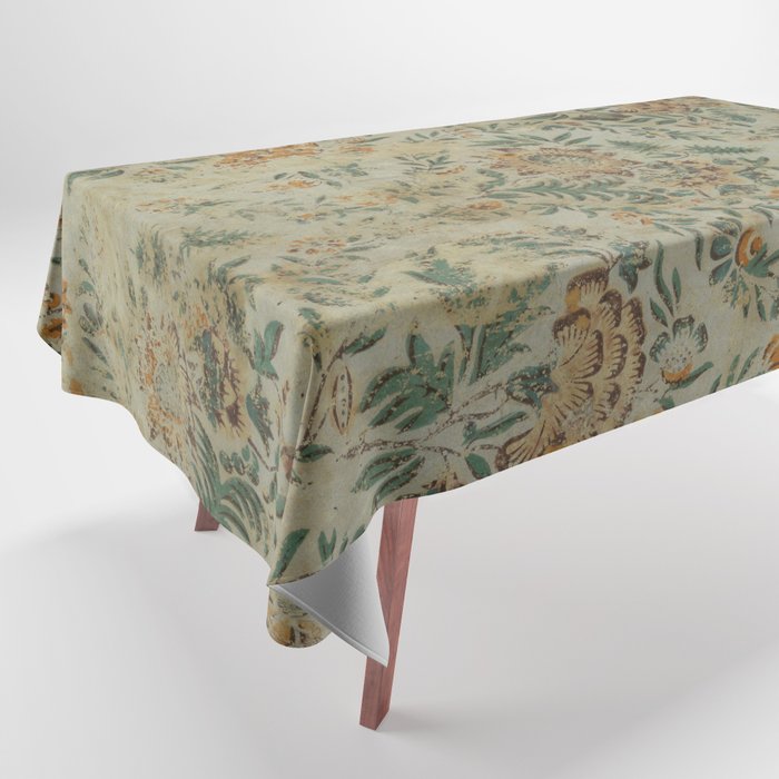 Distressed Antique Floral Chintz Pattern Tablecloth Gallery Image 1